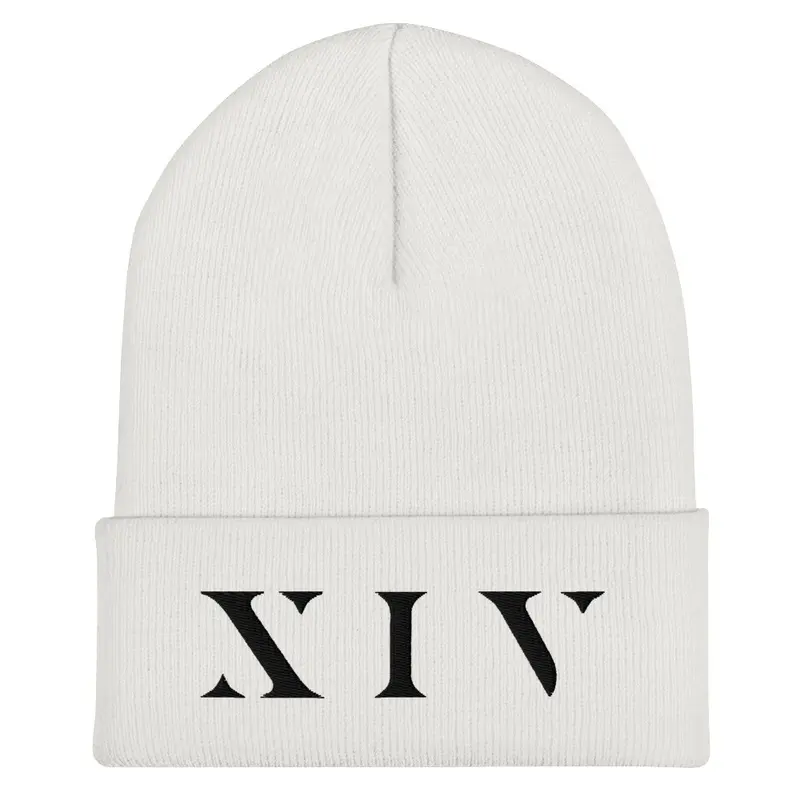 White X I V Beanie Black Logo